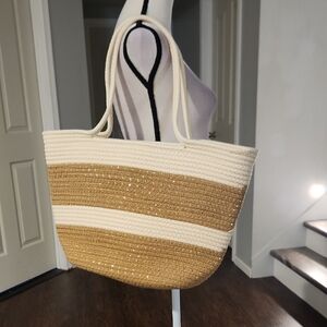 NWT Handwoven Sparkly Beach Bag